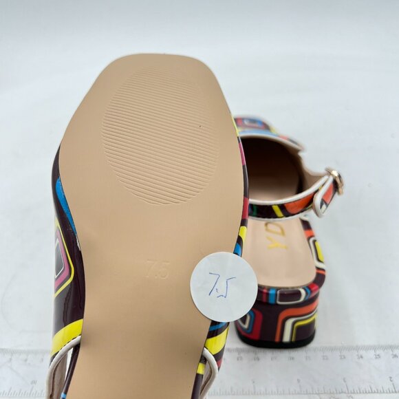 YDN Colorful Square Toe Block Low Heels Slingback Formal Loafer Dressy Pump - Picture 6 of 8